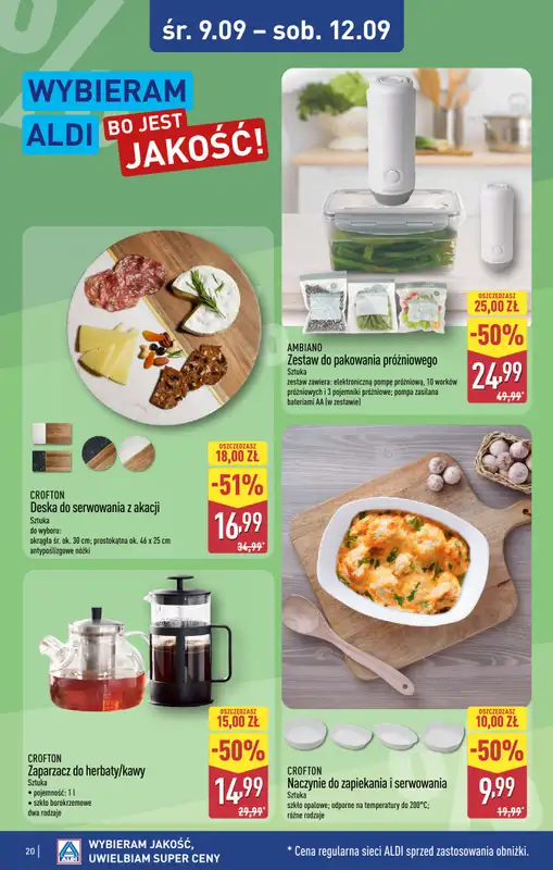 Aldi - gazetka promocyjna Toruń, ul. Gen. K. Kniaziewicza 40, WIELKIE OTWARCIE już w ŚRODĘ 9.09! od środy 09.09 do soboty 12.09 - strona 20