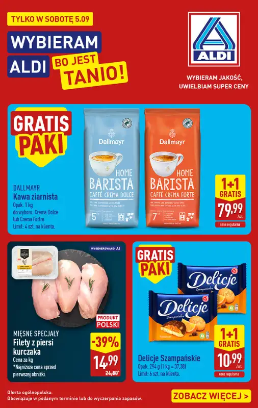 Aldi - gazetka promocyjna Najlepsze oferty na sobotę w Aldi!  
