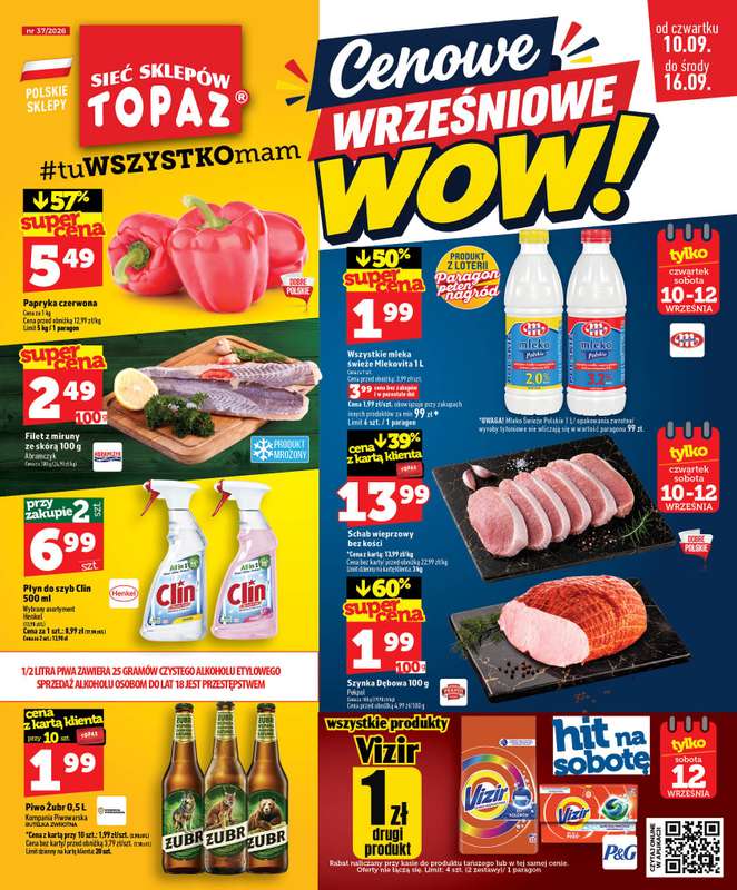 TOPAZ - gazetka promocyjna Gazetka od czwartku 10.09 do środy 16.09