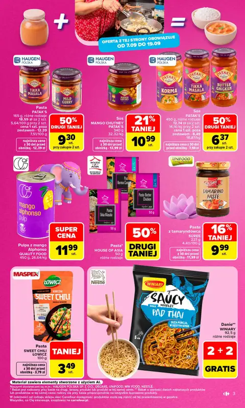 Carrefour - gazetka promocyjna Gazetka Kuchnia indyjska i tajska od poniedziałku 07.09 do soboty 19.09 - strona 3