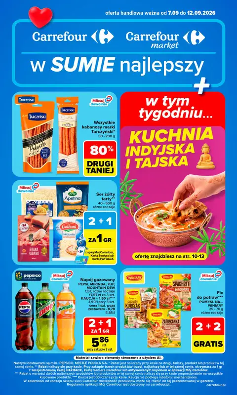 Carrefour Market - gazetka promocyjna Gazetka Carrefour Market od poniedziałku od poniedziałku 07.09 do soboty 12.09
