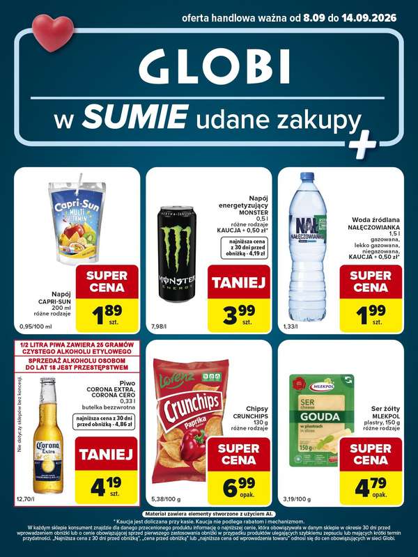 Globi - gazetka promocyjna Gazetka Globi od wtorku 08.09 do poniedziałku 14.09