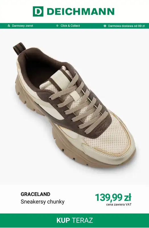 Deichmann - gazetka promocyjna Sneakersy na grubszej podeszwie od poniedziałku 07.09  - strona 2