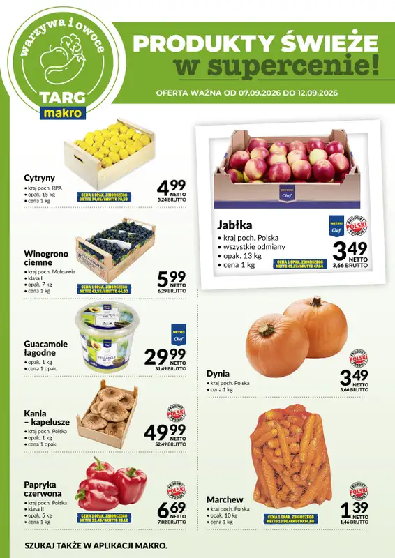 Makro - gazetka promocyjna Targ MAKRO - oferta świeża w super cenach! od poniedziałku 07.09 do soboty 12.09 - strona 5
