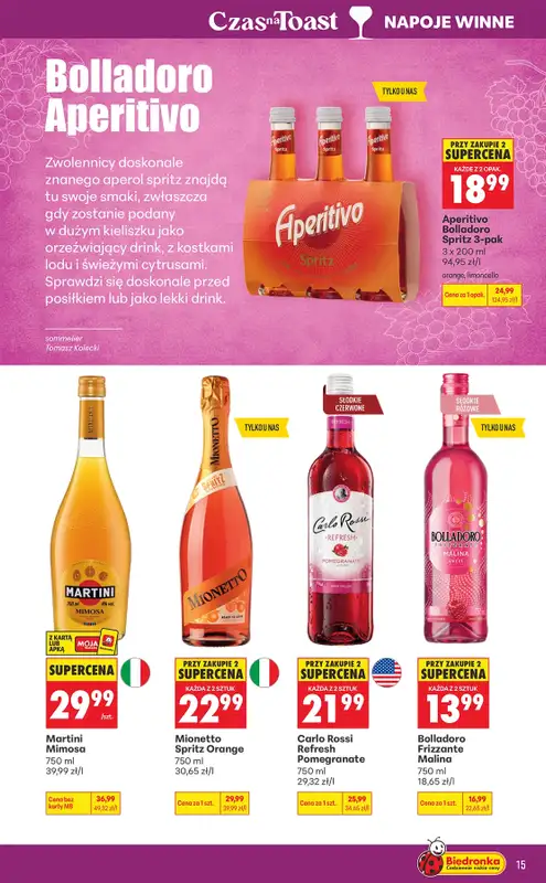 Biedronka - gazetka promocyjna Czas na toast od poniedziałku 07.09 do soboty 19.09 - strona 15