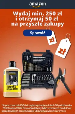 Amazon - gazetka promocyjna Wydaj min. 250 zł, odbierz 50 zł na kolejne zakupy od poniedziałku 07.09 