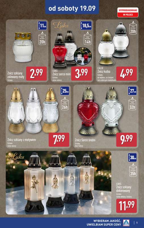 Aldi - gazetka promocyjna Światełko pamięci od soboty 12.09 do soboty 12.09 - strona 5