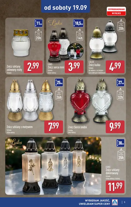 Aldi - gazetka promocyjna Światełko pamięci od soboty 12.09 do soboty 12.09 - strona 5