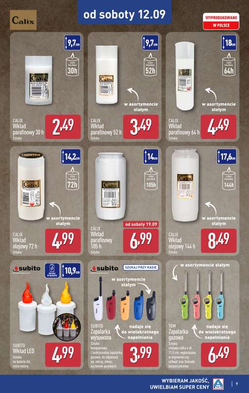 Aldi - gazetka promocyjna Światełko pamięci od soboty 12.09 do soboty 12.09 - strona 9