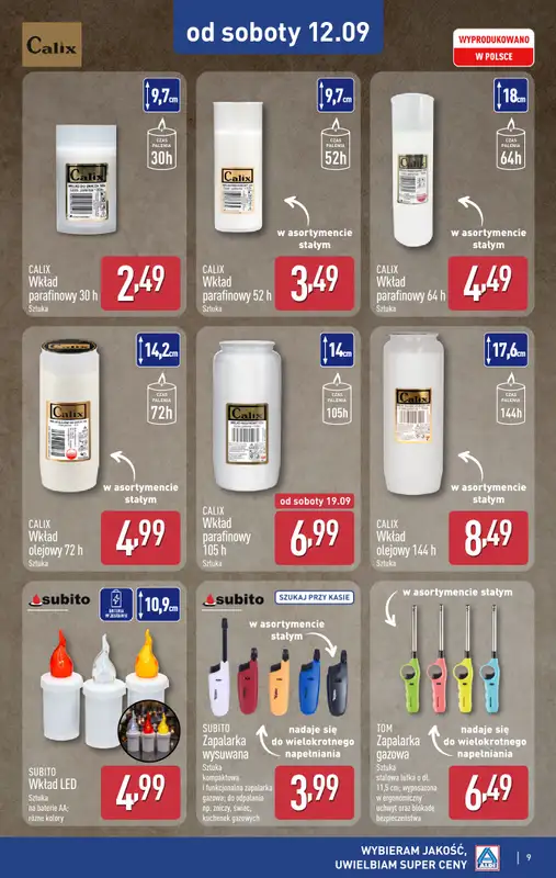 Aldi - gazetka promocyjna Światełko pamięci od soboty 12.09 do soboty 12.09 - strona 9