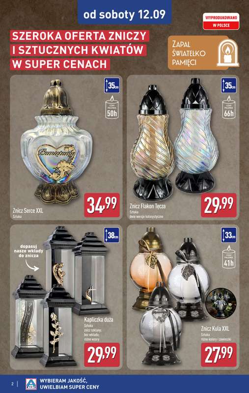 Aldi - gazetka promocyjna Światełko pamięci od soboty 12.09 do soboty 12.09 - strona 2