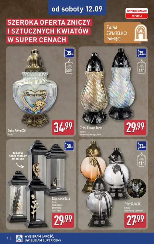 Aldi - gazetka promocyjna Światełko pamięci od soboty 12.09 do soboty 12.09 - strona 2