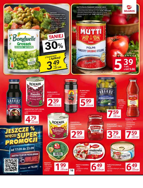 Selgros - gazetka promocyjna Oferta spożywcza od czwartku 10.09 do środy 23.09 - strona 16