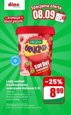 Dino - gazetka promocyjna Lody sorbet truskawkowy - oferta na 08.09 | Promocje spoza gazetki od wtorku 08.09 do wtorku 08.09