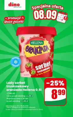 Dino - gazetka promocyjna Lody sorbet truskawkowy - oferta na 08.09 | Promocje spoza gazetki od wtorku 08.09 do wtorku 08.09