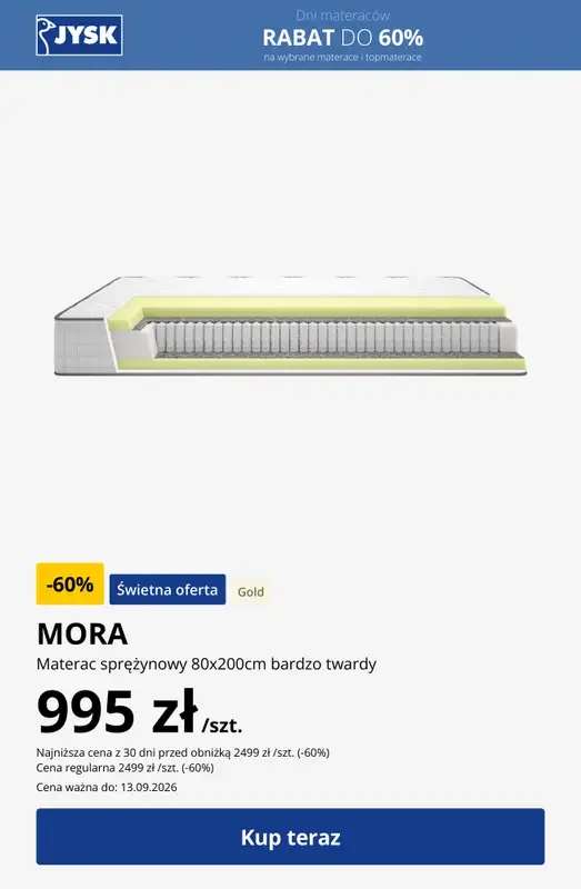 Jysk - gazetka promocyjna JYSK Dni Materaców Rabat do 60%! od środy 02.09 do niedzieli 13.09 - strona 5
