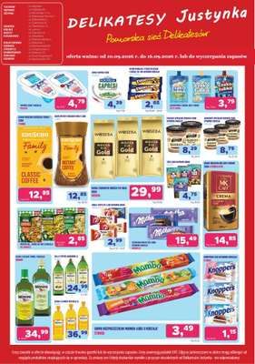 Delikatesy Justynka - gazetka promocyjna Gazetka od czwartku 10.09 do środy 16.09