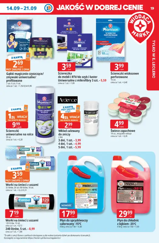 Leclerc - gazetka promocyjna Oferta E.Leclerc | Tanio to tu! od poniedziałku 14.09 do poniedziałku 21.09 - strona 19