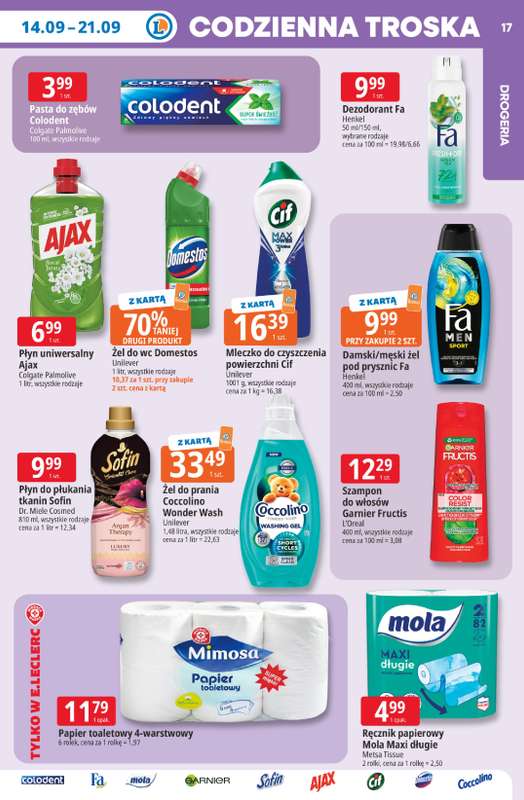 Leclerc - gazetka promocyjna Oferta E.Leclerc | Tanio to tu! od poniedziałku 14.09 do poniedziałku 21.09 - strona 17