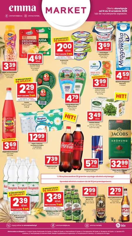emma MARKET - gazetka promocyjna Oferta spożywcza Emma Market od czwartku 10.09 do środy 16.09