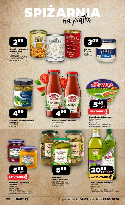 Netto - gazetka promocyjna Gazetka spożywcza od poniedziałku 14.09 do soboty 19.09 - strona 22
