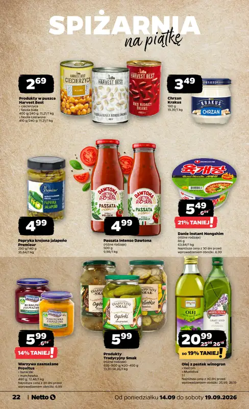 Netto - gazetka promocyjna Gazetka spożywcza od poniedziałku 14.09 do soboty 19.09 - strona 22