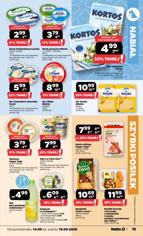 Netto - gazetka promocyjna Gazetka spożywcza od poniedziałku 14.09 do soboty 19.09 - strona 15
