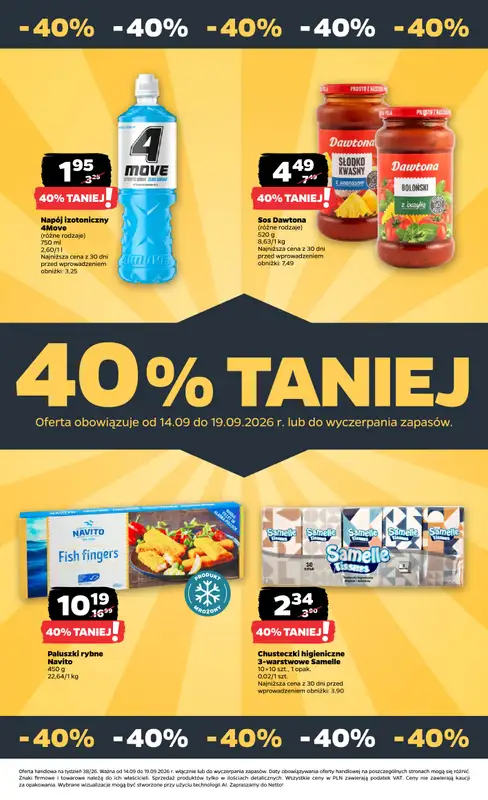 Netto - gazetka promocyjna Gazetka spożywcza od poniedziałku 14.09 do soboty 19.09 - strona 38