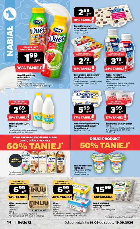 Netto - gazetka promocyjna Gazetka spożywcza od poniedziałku 14.09 do soboty 19.09 - strona 14