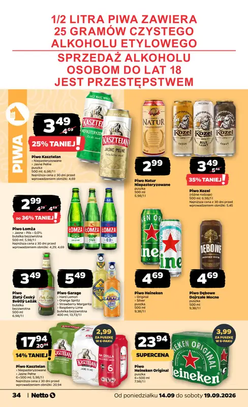 Netto - gazetka promocyjna Gazetka spożywcza od poniedziałku 14.09 do soboty 19.09 - strona 34
