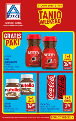 Aldi - gazetka promocyjna Najlepsze oferty na sobotę w Aldi! od soboty 19.09 do soboty 19.09