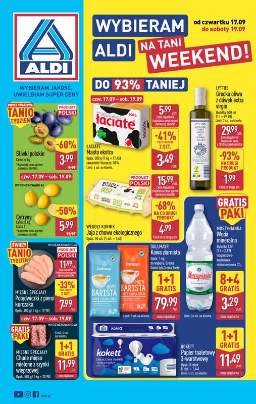 Aldi - gazetka promocyjna Weekend super cen w Aldi! od czwartku 17.09 do soboty 19.09
