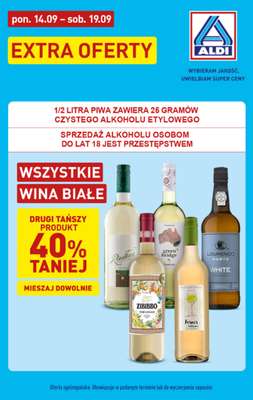 Aldi - gazetka promocyjna Białe wina w ALDI! od poniedziałku 14.09 do soboty 19.09