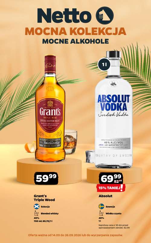Netto - gazetka promocyjna Mocna Kolekcja - Alkohole Mocne od poniedziałku 14.09 do soboty 26.09