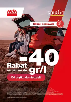 AVIA Stacje Paliw - gazetka promocyjna Rabat na paliwo do -40 gr/l od piątku 11.09 do środy 30.09