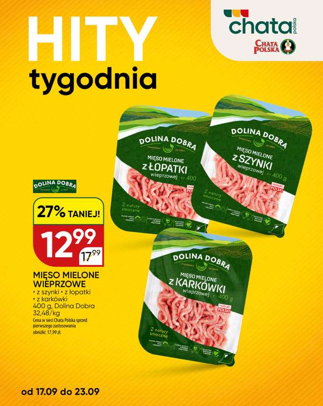 Chata Polska - gazetka promocyjna Hity Tygodnia 17-23.09  do środy 23.09