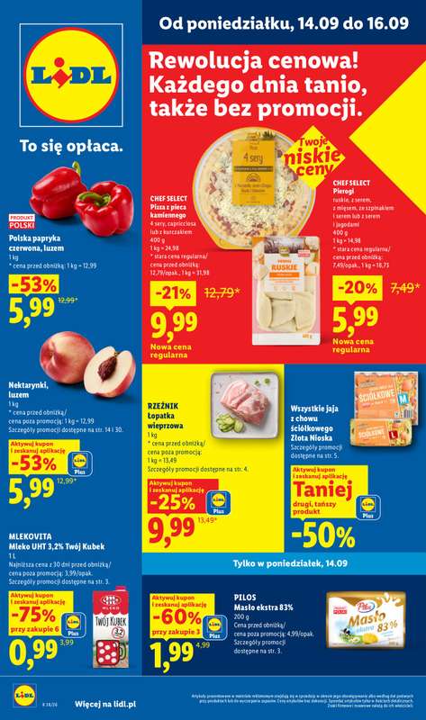 Lidl - gazetka promocyjna Oferta od poniedziałku od poniedziałku 14.09 do środy 16.09