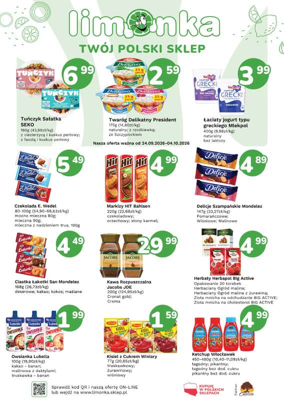 Limonka - gazetka promocyjna Plakaty promocyjne od czwartku 24.09 do niedzieli 04.10