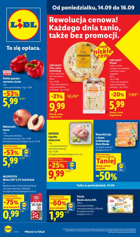 Lidl - gazetka promocyjna Oferta od poniedziałku od poniedziałku 14.09 do środy 16.09