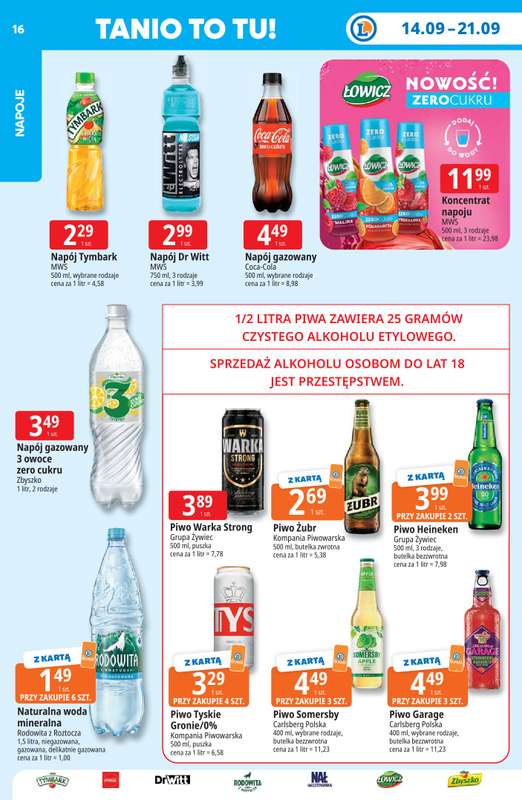 Leclerc - gazetka promocyjna Oferta E.Leclerc | Tanio to tu! od poniedziałku 14.09 do poniedziałku 21.09 - strona 16