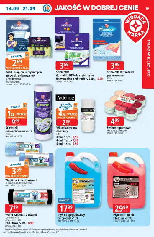 Leclerc - gazetka promocyjna Oferta E.Leclerc | Tanio to tu! od poniedziałku 14.09 do poniedziałku 21.09 - strona 19