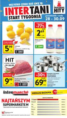 Intermarche - gazetka promocyjna Intertani start tygodnia od poniedziałku 28.09 do środy 30.09