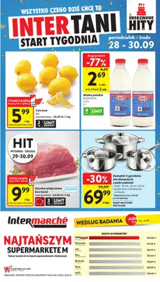 Intermarche - gazetka promocyjna Intertani start tygodnia od poniedziałku 28.09 do środy 30.09