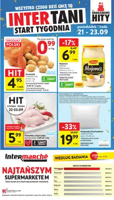 Intermarche - gazetka promocyjna Intertani start tygodnia od poniedziałku 21.09 do środy 23.09