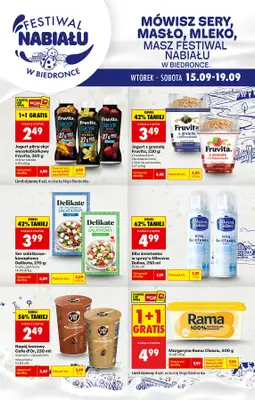 Biedronka - gazetka promocyjna Festiwal nabiału od wtorku 15.09 do soboty 19.09