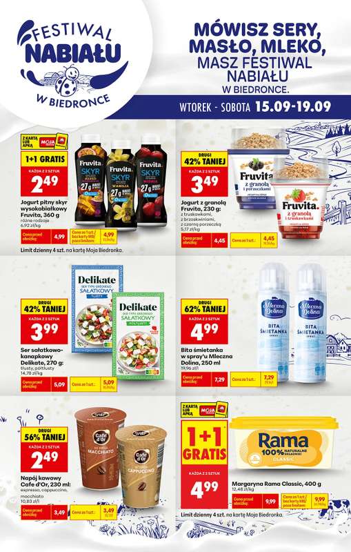 Biedronka - gazetka promocyjna Festiwal nabiału od wtorku 15.09 do soboty 19.09