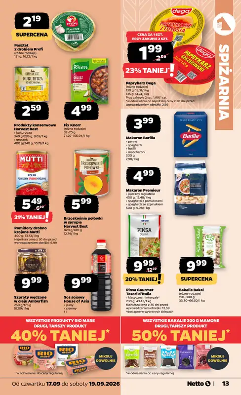 Netto - gazetka promocyjna Gazetka Spożywcza od czwartku 17.09 do soboty 19.09 - strona 13