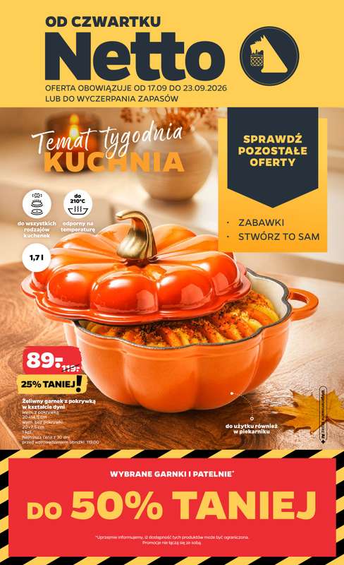 Netto - gazetka promocyjna Inspiracje tygodnia Kuchnia od czwartku 17.09 do środy 23.09