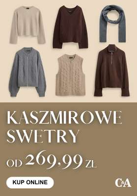 C&A - gazetka promocyjna Kaszmirowe swetry od 269,99 zł od środy 16.09 