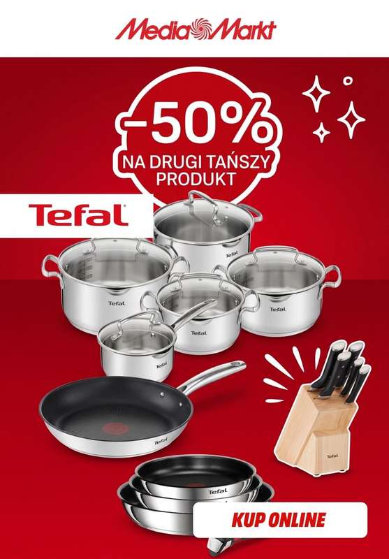 Media Markt - gazetka promocyjna -50% na drugi, tańszy wybrany produkt marki Tefal od środy 16.09 do środy 30.09